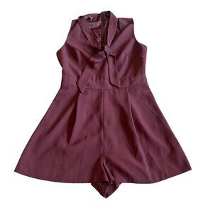 Topshop Sleeveless Burgundy Romper Sleeveless Tie Front Casual Size 2 Women's